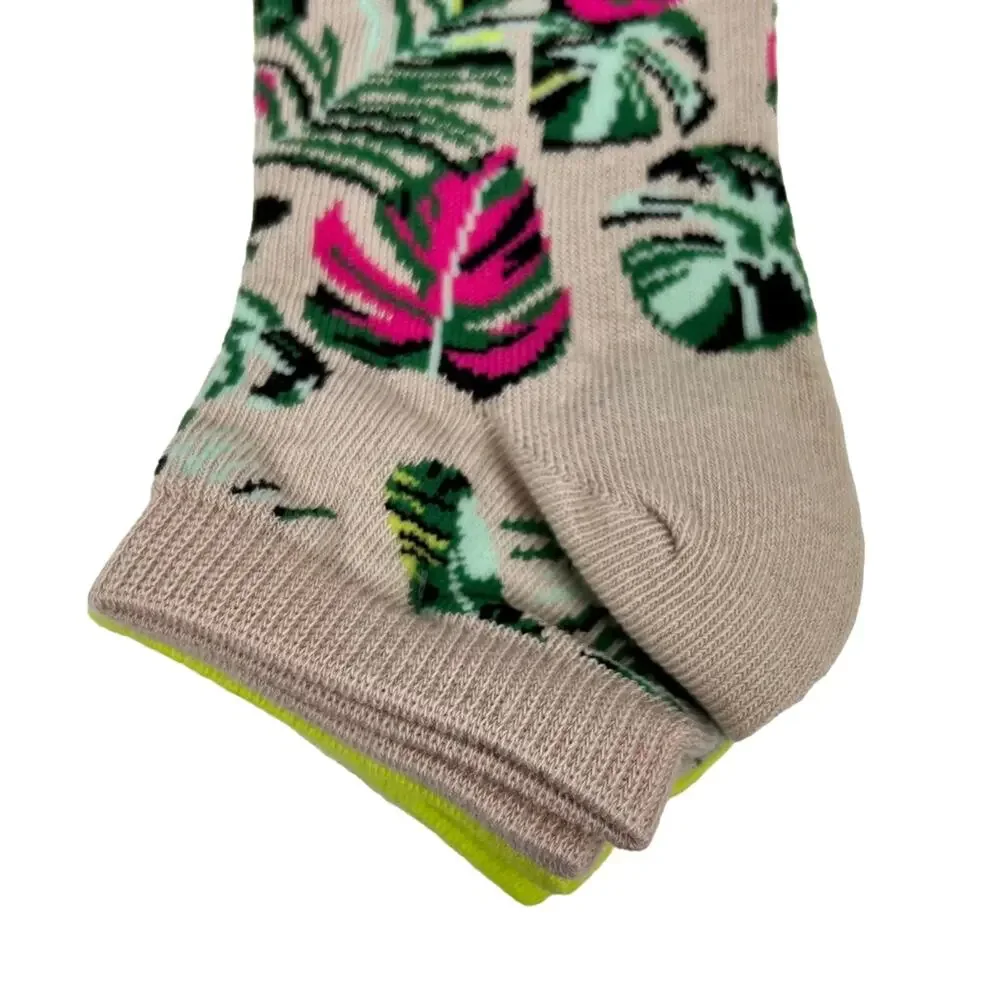Jenni Women's 3 Pack Palm Neon No-Show Socks - NWT